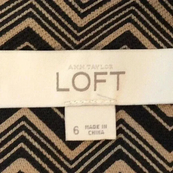 ANN TAYLOR LOFT Women Fully Lined Above the Knee Zig-Zag Brown Black Skirt Sz 6 - Picture 7 of 12
